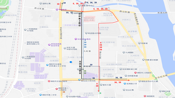 關(guān)于6路、36路等5條公交線路 臨時改道運行的通告(圖2)